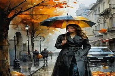 A girl with an umbrella. jigsaw puzzle