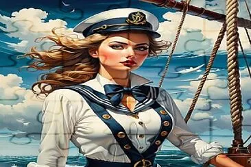 פאזל של A surreal painting of a breathtaking sailor woman