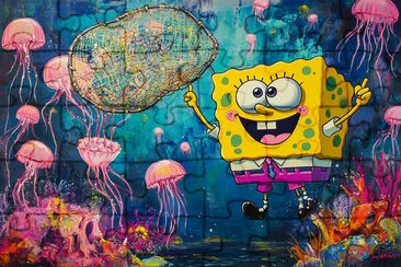 Spongebob's Jellyfishing Activity jigsaw puzzle