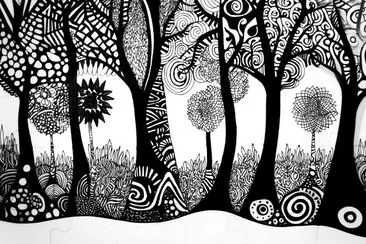 Zentangle Forest Ink Drawing