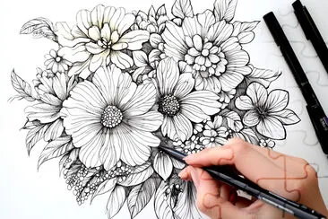 Zentangle Floral Pattern Drawing