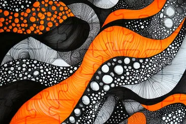 Zentangle Art in Black and Orange jigsaw puzzle