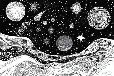 Zentangle Galaxy in Black and White jigsaw puzzle