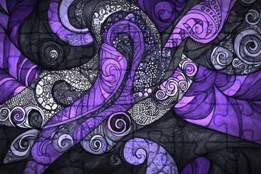 Zentangle Art in Black and Purple jigsaw puzzle