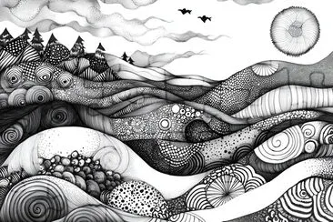 Zentangle Abstract Landscape