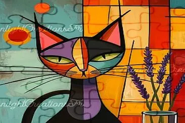 Abstract Cat with Coffee