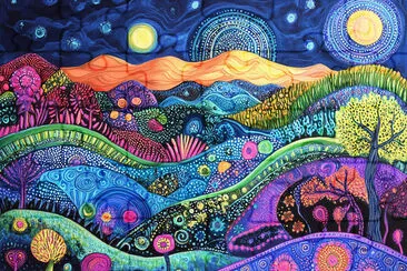 Colorful Zentangle Landscape