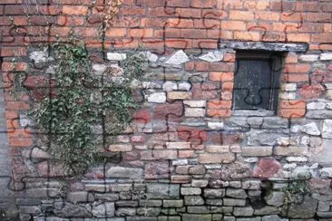 Old stable wall, hayloft above