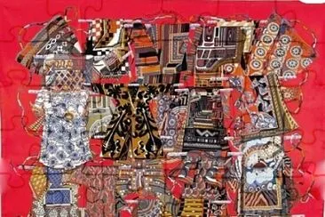 Voyage en étoffes rouge jigsaw puzzle