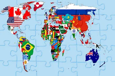 World map with flags