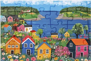 naïf croate village au bord de l 'eau jigsaw puzzle