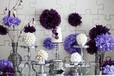 Decorated Purple Pom Pom Table