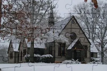 Snowy Barnwell Chapel jigsaw puzzle