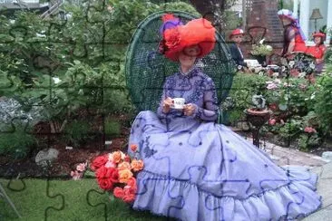 Victorian Tea Party-Red Hat Society jigsaw puzzle