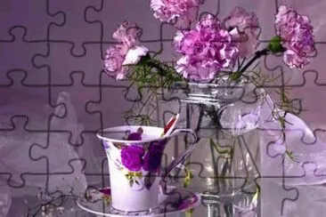 Carnations and Tea Cup jigsaw puzzle