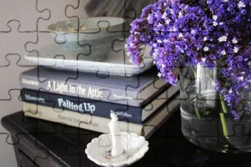 Nightstand with Pretty Purple Flowers jigsaw puzzle