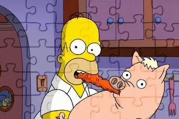 cerdo y homero comen zanahoria