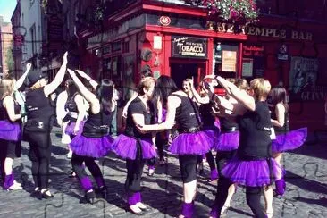 Purple Skirts Outside Temple Bar-London