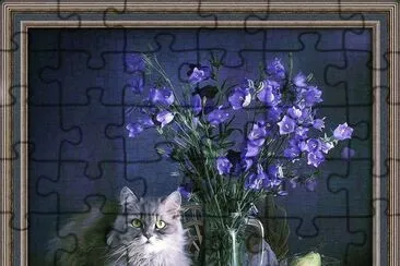 Flowers, Cat and Pear-Art