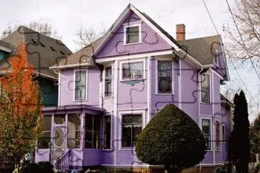 Purple House with Bowling Balls