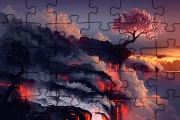 sunset at the falls jigsaw puzzle