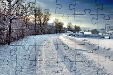 Winter snow farm lane jigsaw puzzle