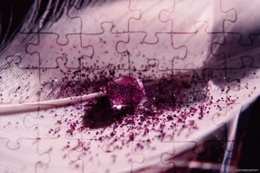 Purple Glitter Drop on Feather