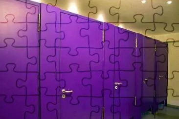 Purple Bathroom Stalls