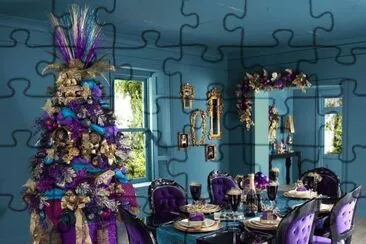 Purple Christmas Dining Room