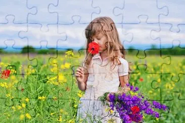 chica con flores