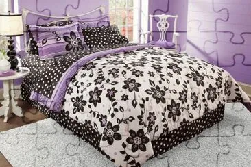 Purple Black and White Bedroom