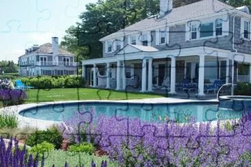 Tropical Purple Garden by Pool