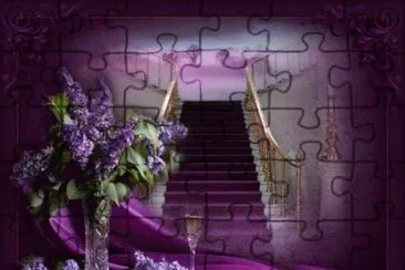 Staircase and Lilacs-Still Life Art