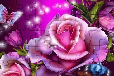 Purple Roses and Butterflies jigsaw puzzle