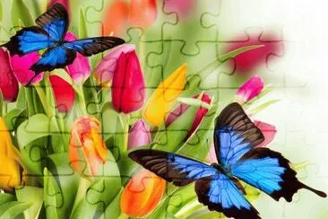 Tulips with Butterfly 's jigsaw puzzle