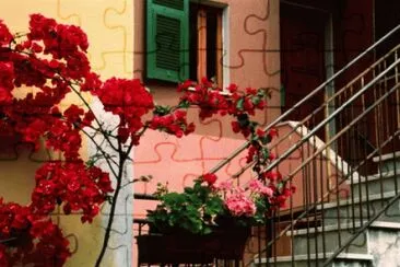 Flowers and painting House Italy