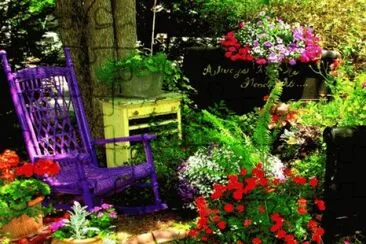 Rocking Chair in Pretty Garden