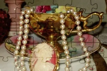 Pearls and Cameo with Tea Cup