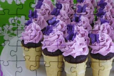 Cupcake Cones with Little Purple Buttterflys