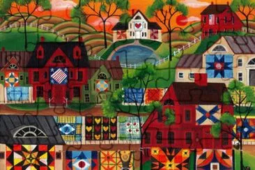 Mama 's Red Quilt Village jigsaw puzzle