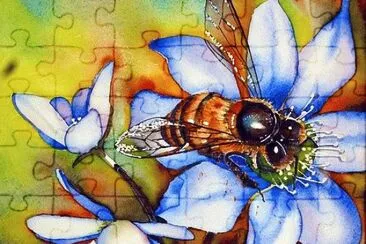 Purple Flower with Honeybee jigsaw puzzle