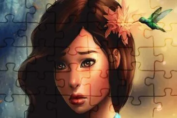 Dibujo de mujer al estilo Pocahontas jigsaw puzzle