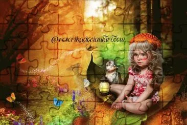 Dibujo de niÃ±a en el bosque jigsaw puzzle