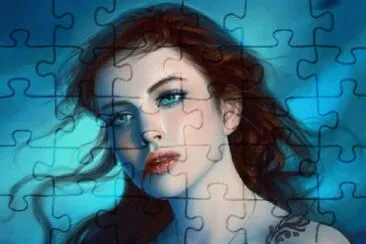 Mujer con el lÃ¡piz labial corrido jigsaw puzzle