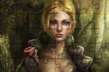 Mujer rubia en el bosque jigsaw puzzle