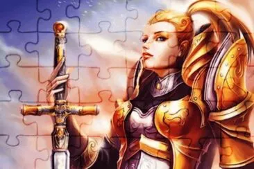 Chica pelirroja guerrera con espada jigsaw puzzle