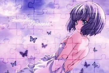 Chica animÃ© de violeta con mariposas jigsaw puzzle