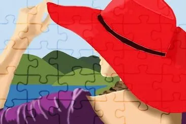 Lady with red Hat jigsaw puzzle