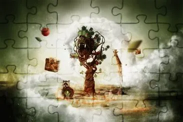 Ãrbol de fantasÃ­a con cosas volando alrededor jigsaw puzzle