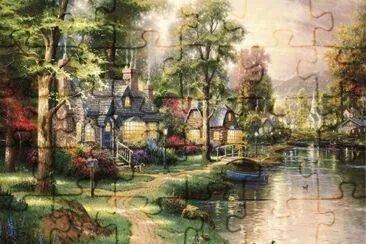 Paisaje con casas y rÃ­o jigsaw puzzle